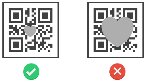 Logo grande y pequeño en dos códigos QR