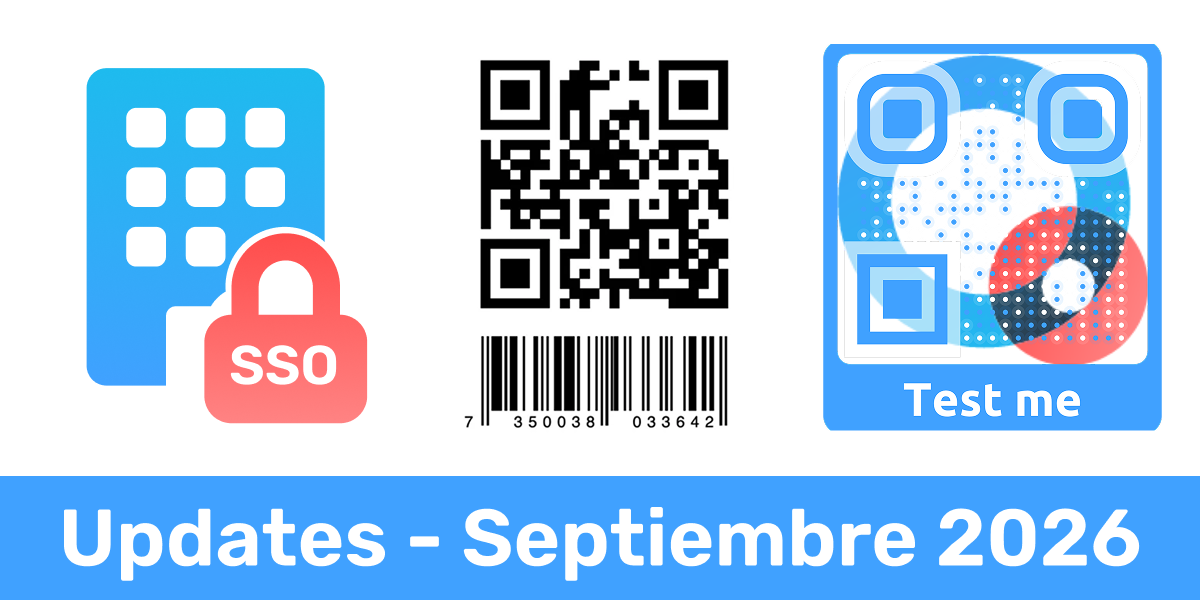 Inicio de sesión SSO, códigos QR de transición de GS1 y el logotipo como fondo