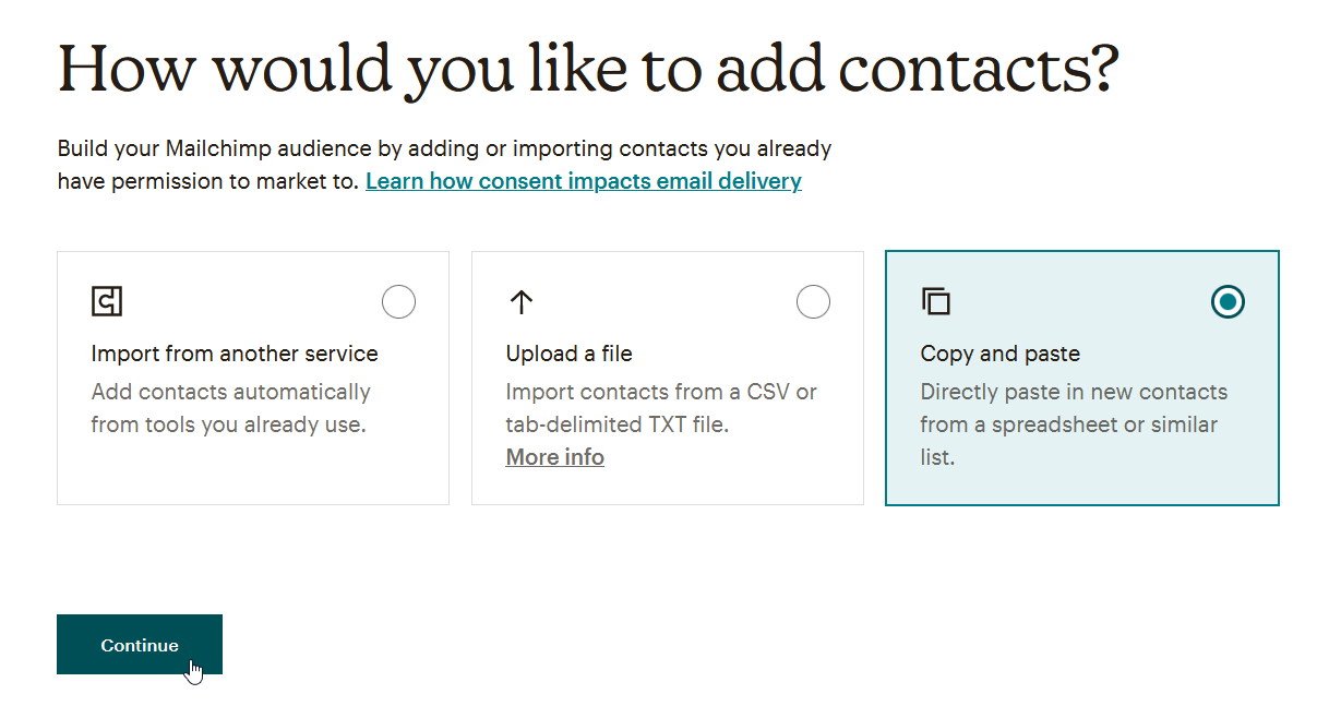 add contacts - copy and paste
