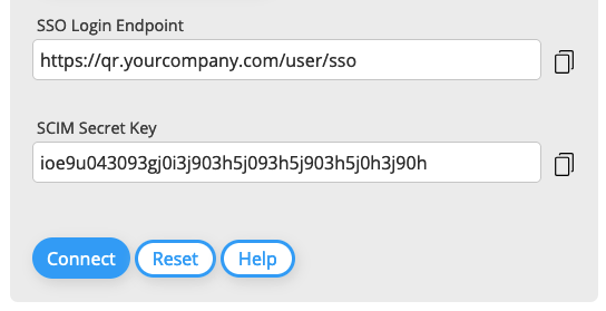 You will see your SCIM Secret Key right above the Connect button
