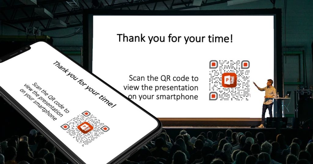 apresentação com um código qr do powerpoint