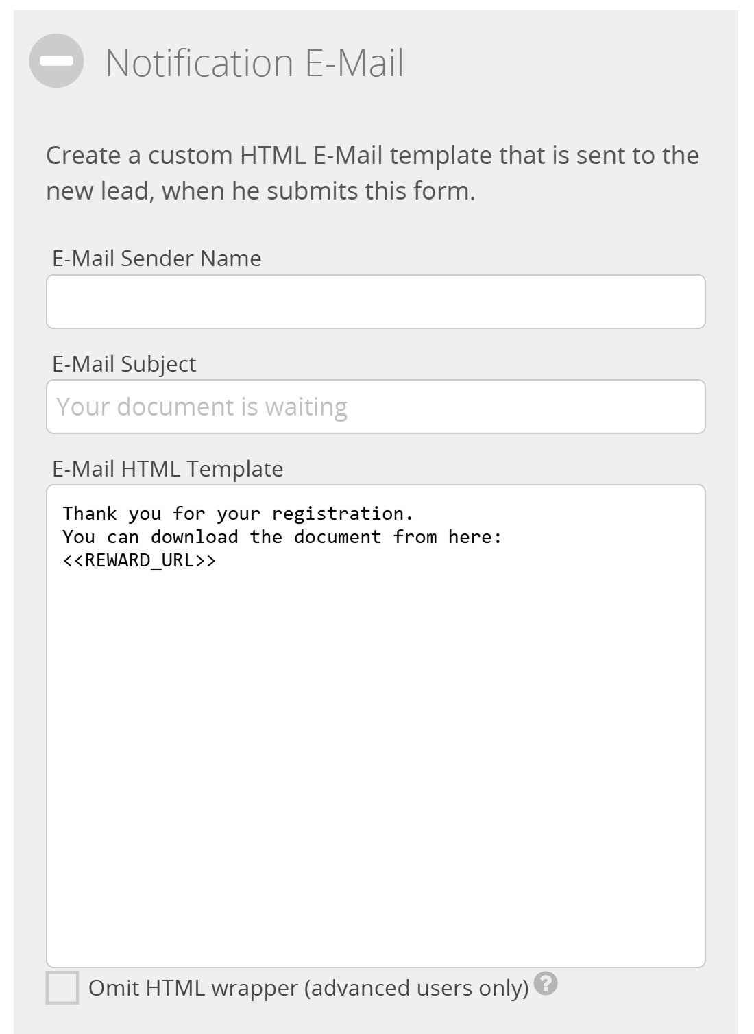 E-mail de notificação