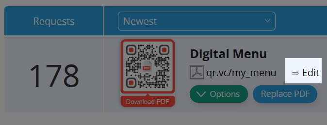 Cruscotto con codice QR PDF