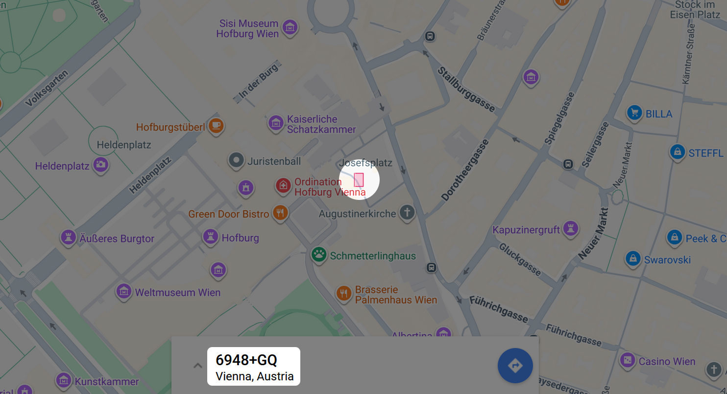 Captura de tela do Mapa de Códigos Plus mostrando a localização de um Código Plus