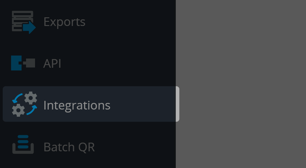 Schermata del pulsante "Integrazioni" nel menu di navigazione principale 