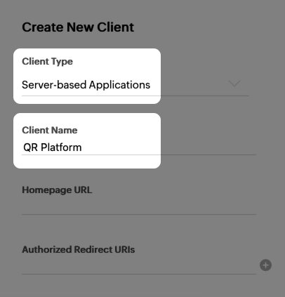 Bildschirmfoto: Hervorgehobener Client-Typ und Client-Name