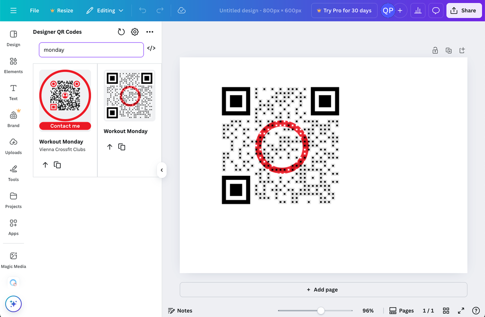 Canva com integração do QR Planet
