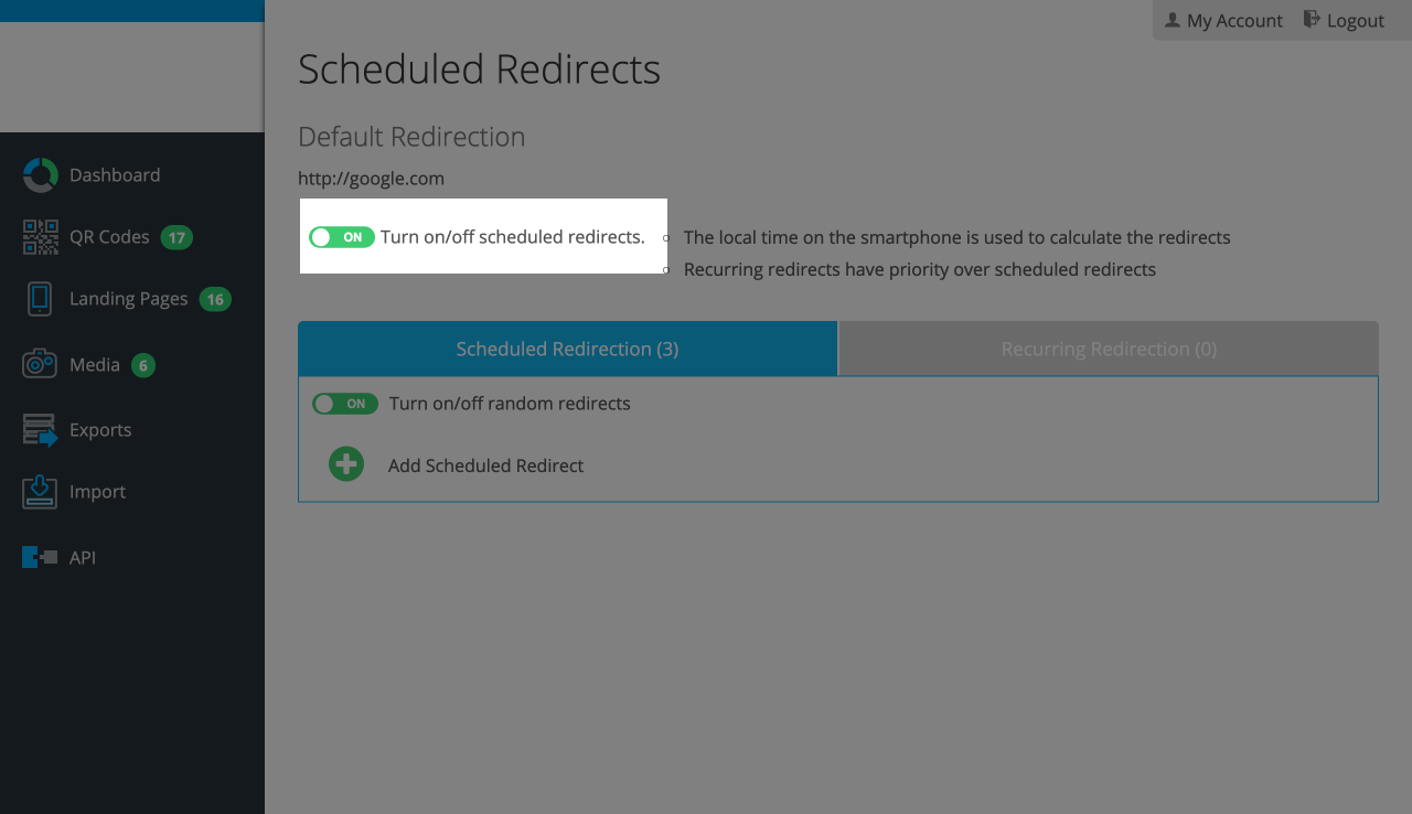 Scheduled redirects