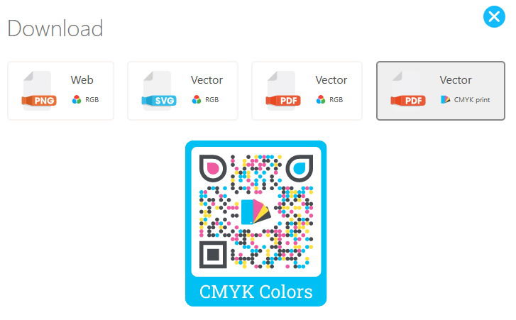 QR Code Download as PDF with CMYK values