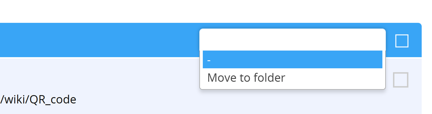 Schermata della pagina di riepilogo dei codici QR con il menu a tendina Azioni codice QR e l