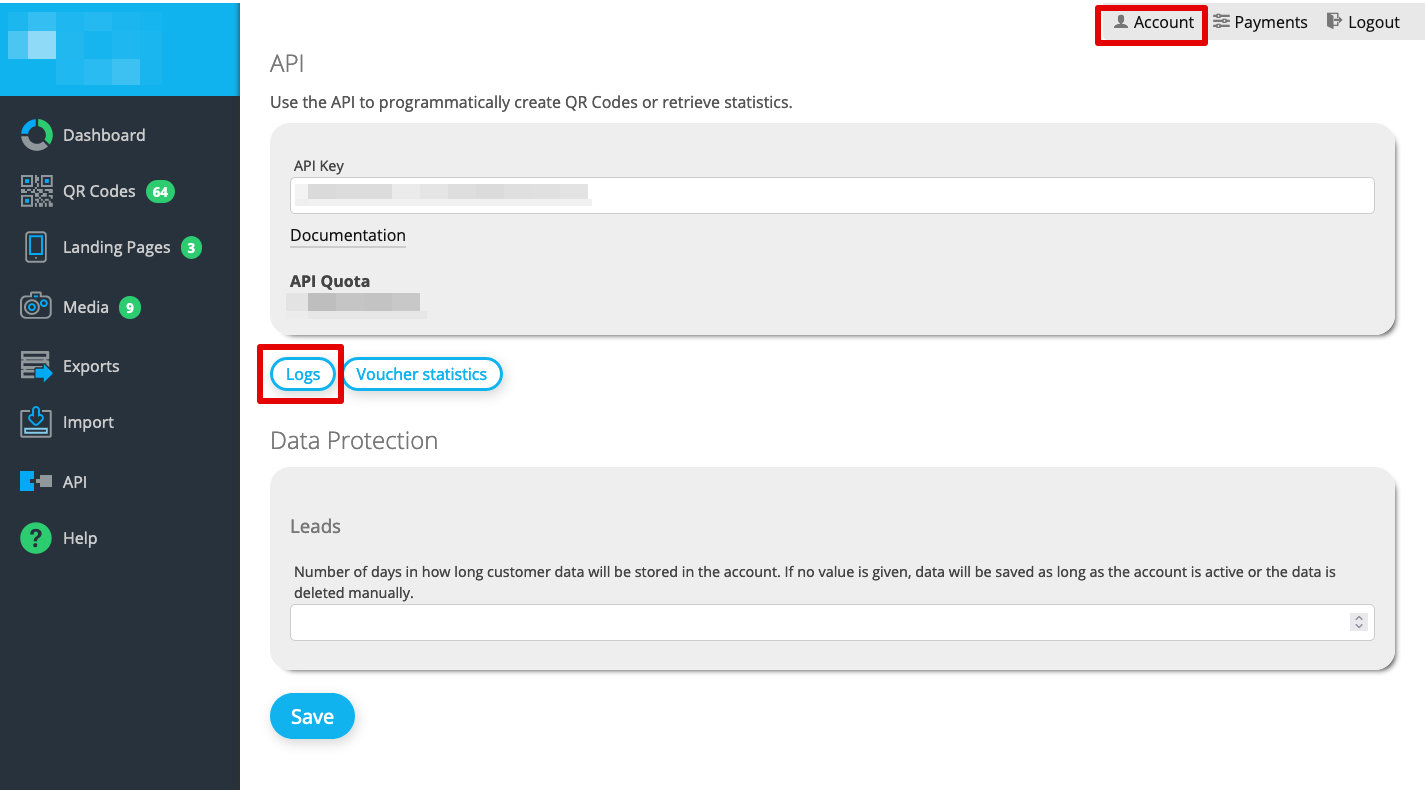 Access to account activity log