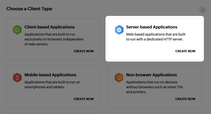 Bildschirmbild: Client-Typen, hervorgehoben Serverbasierte Anwendungen