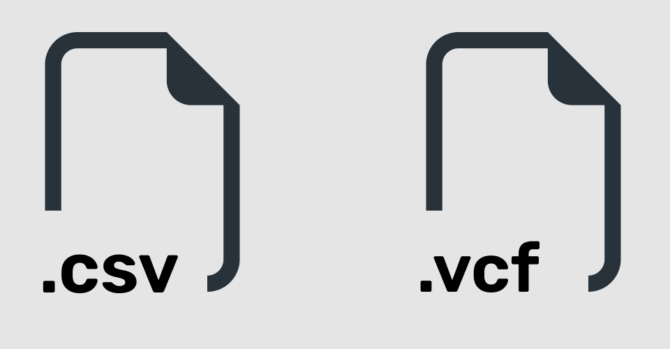 icona csv a sinistra e icona vcf a destra