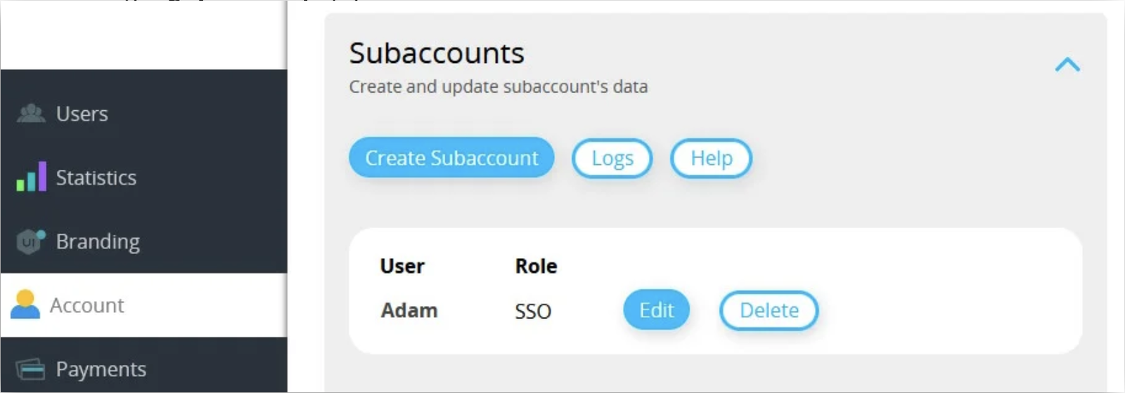 Subaccount für IDP-Benutzer