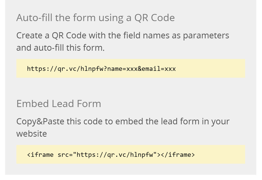 Preenchimento automático e incorporação de formulário de lead