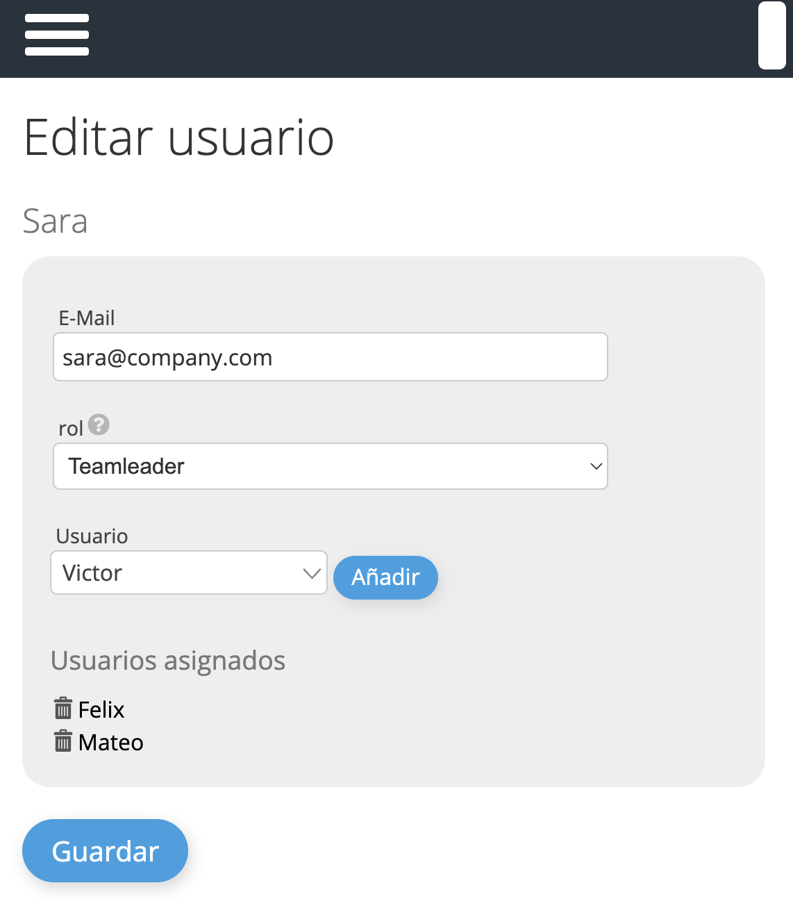 Editar Jefe de Equipo - Añadir Usuario 