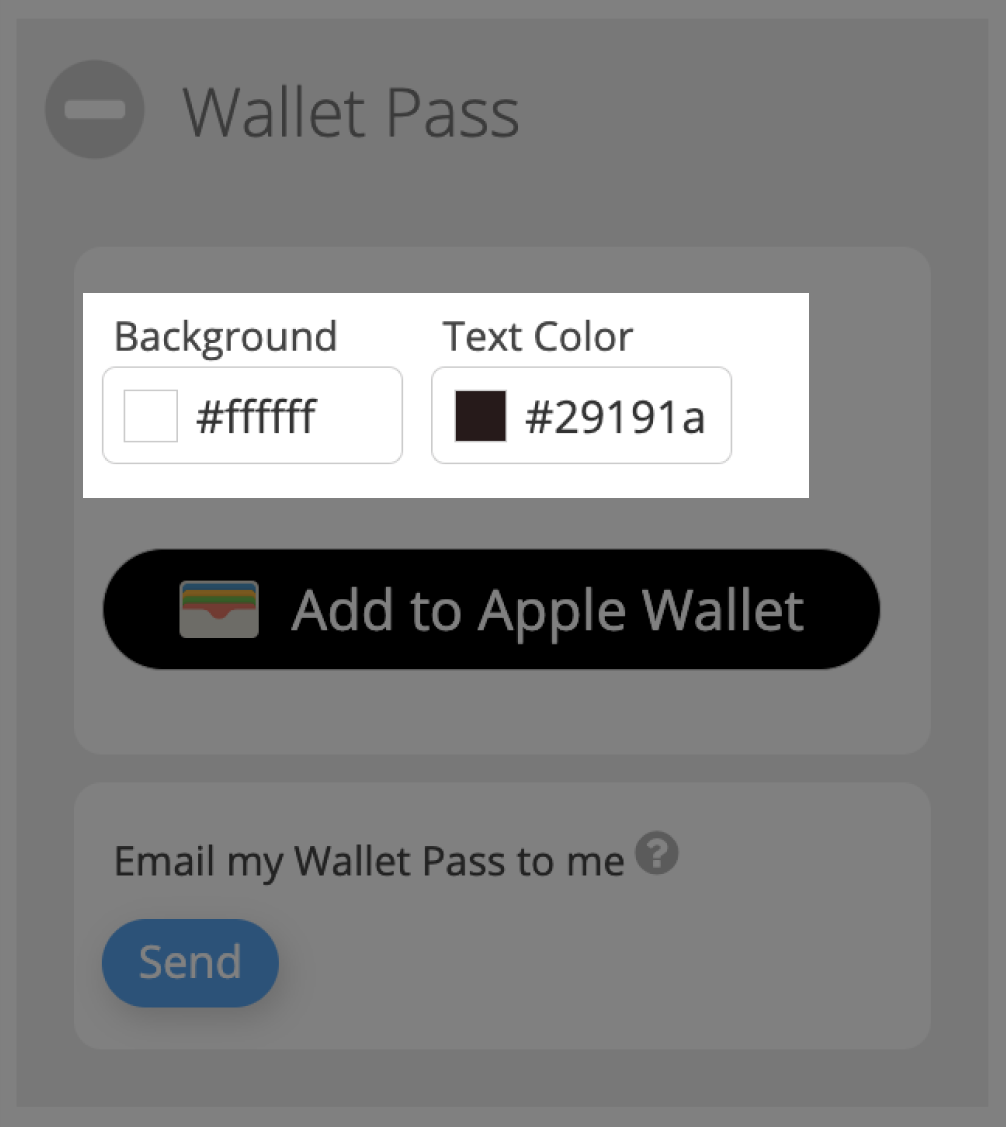 Wallet Pass editor del color del texto y del fondo