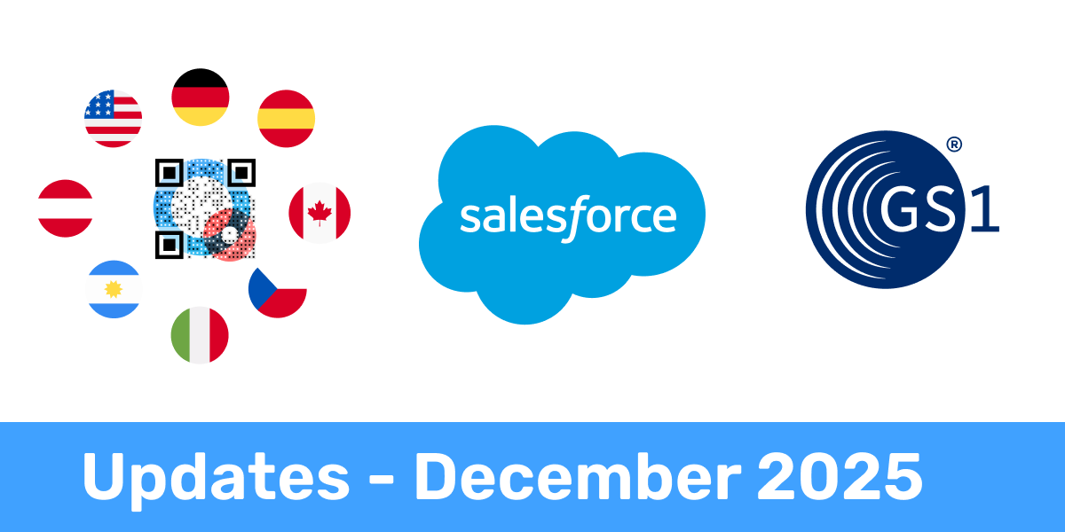 Updates Dec 2025 - Multilingual QR Codes, Salesforce, GS1