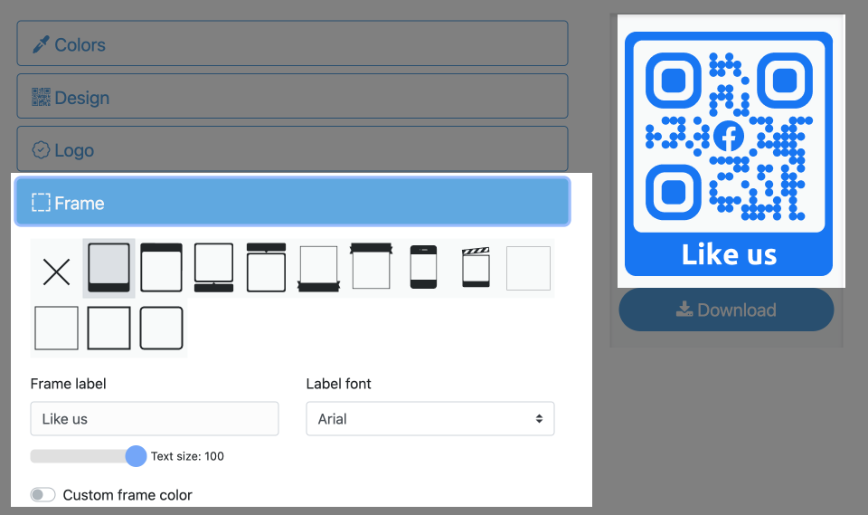 Progettazione di cornici per codici QR