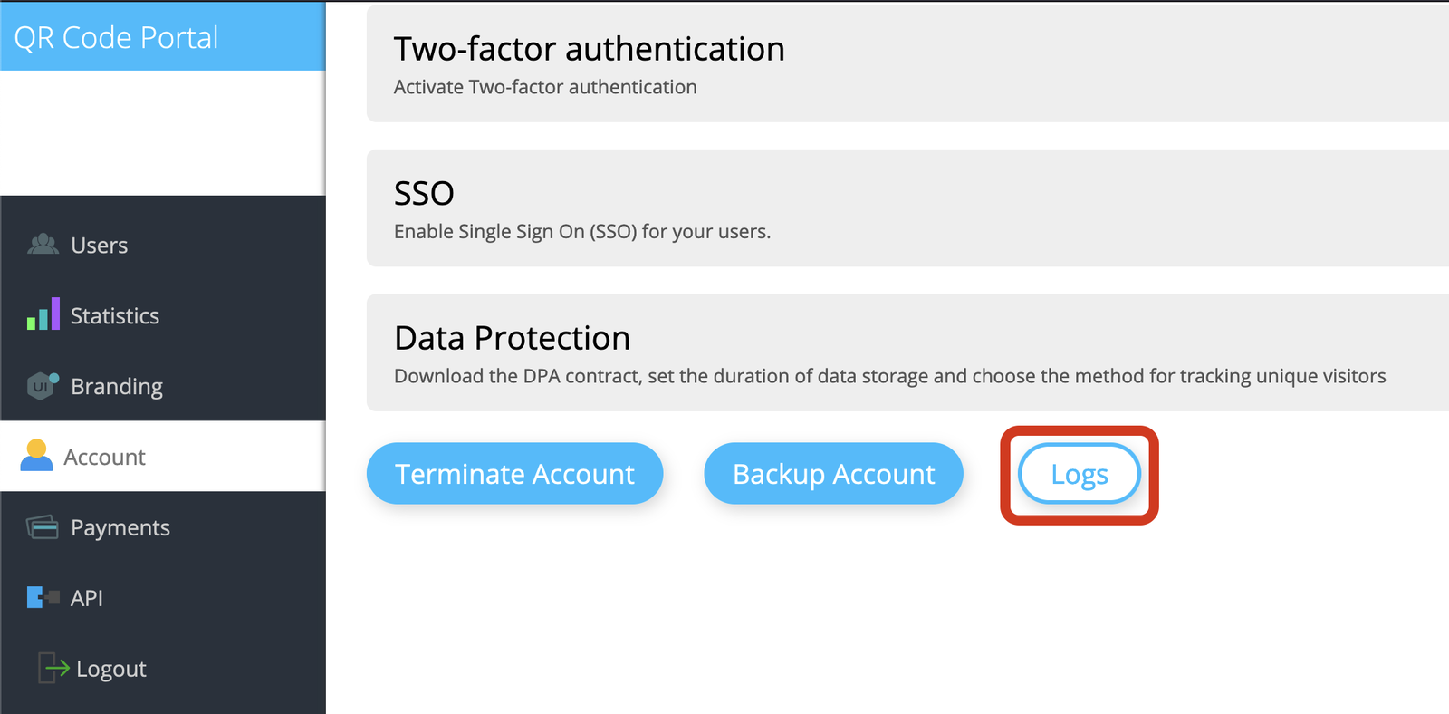 Access Audit trail logs from your account settings