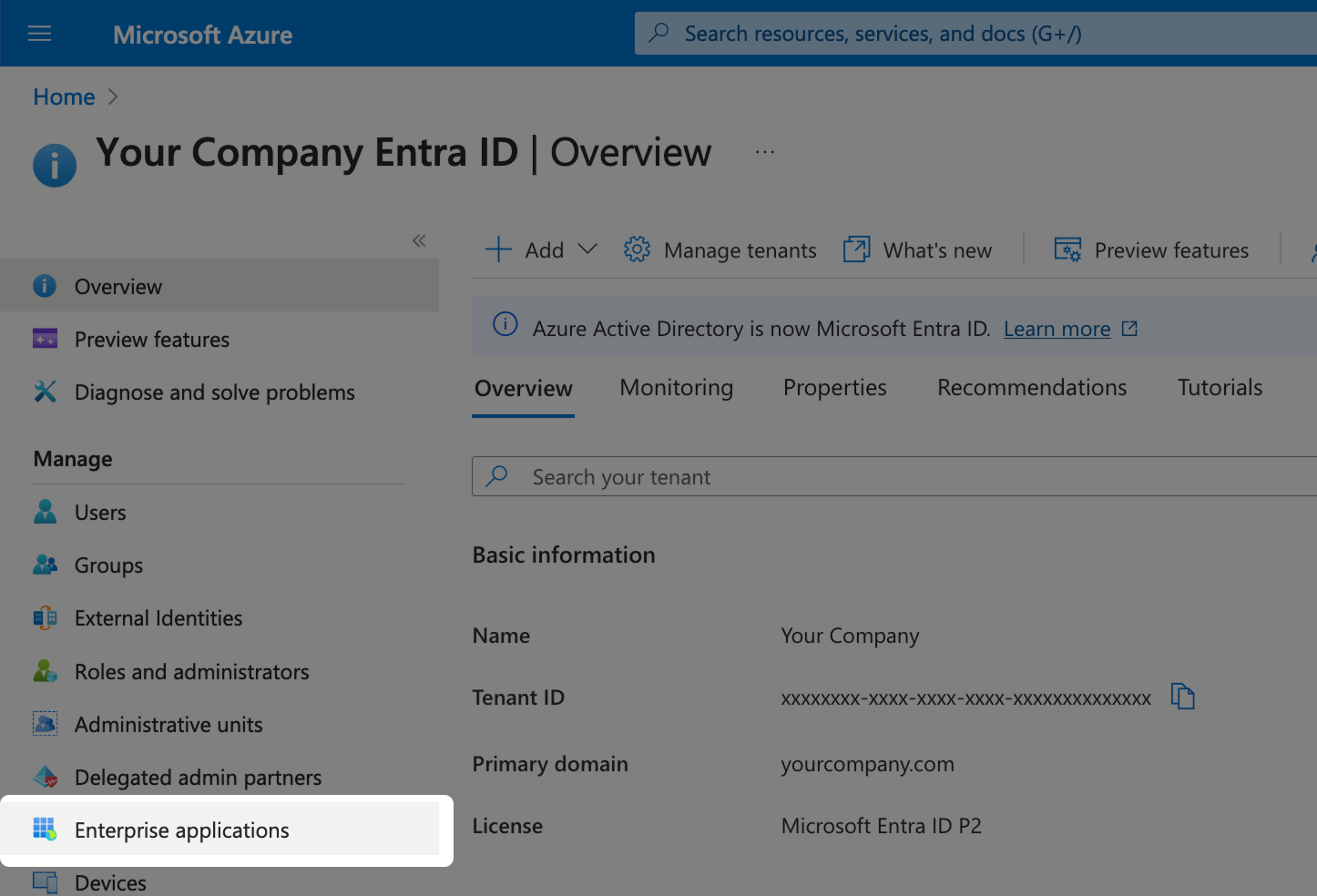 Gehe zu Unternehmensanwendungen (Enterprise Applications)