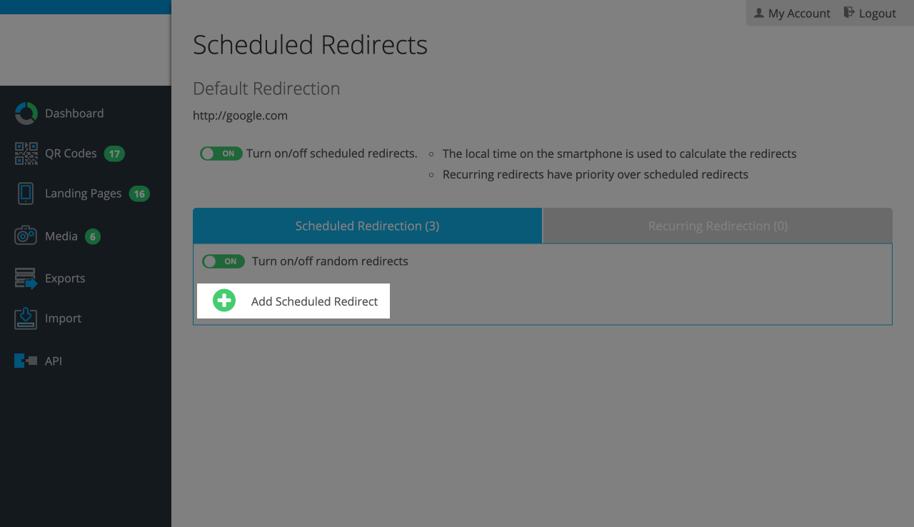 Add scheduled redirect