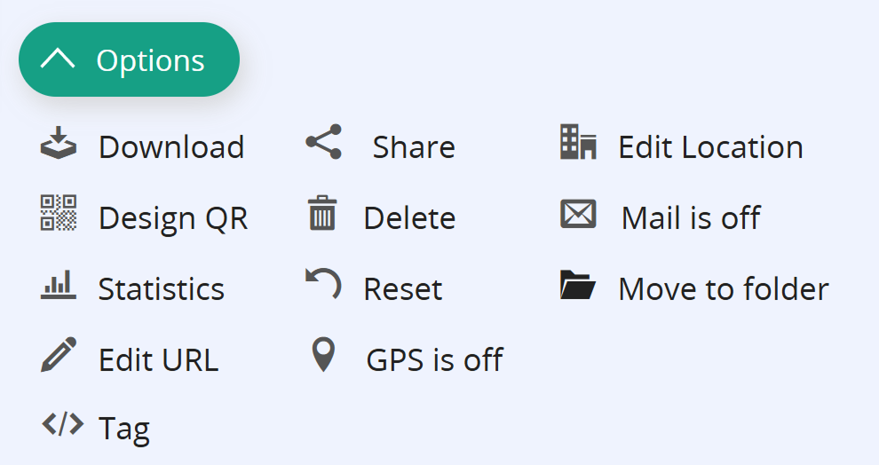 Schermata delle Opzioni codice QR con il pulsante nascosto "Negozio di adesivi" 