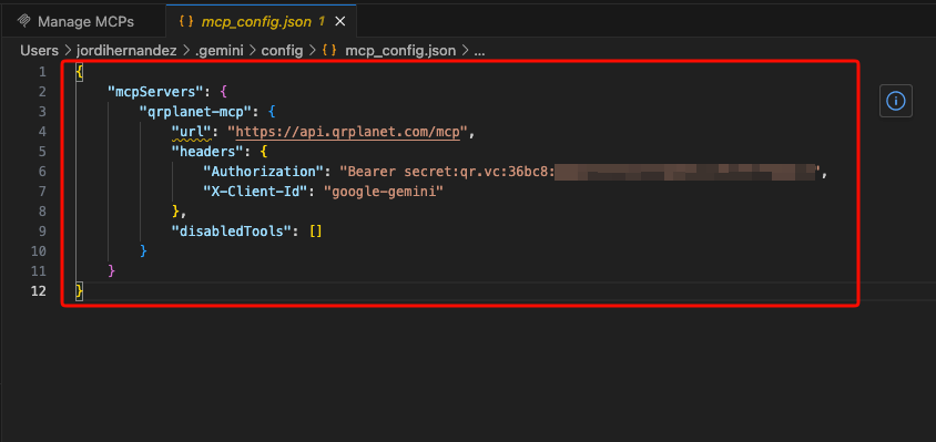 Content of MCP configuration file 
