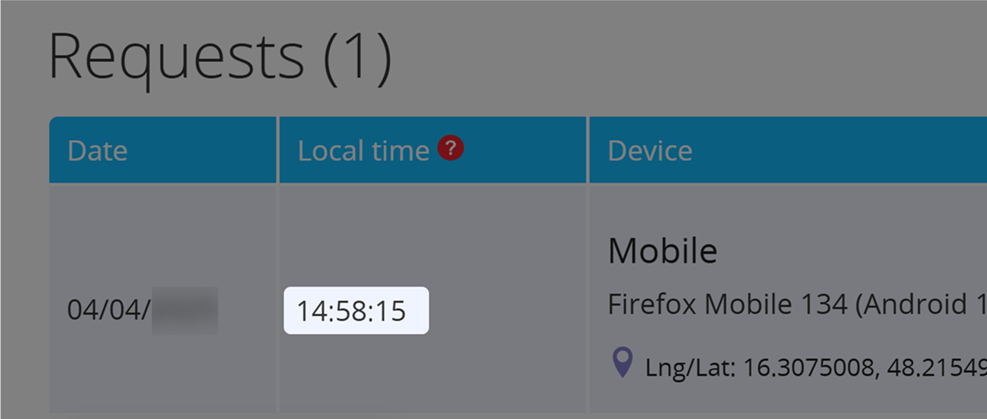 Schermata della marca temporale in formato 24 ore 