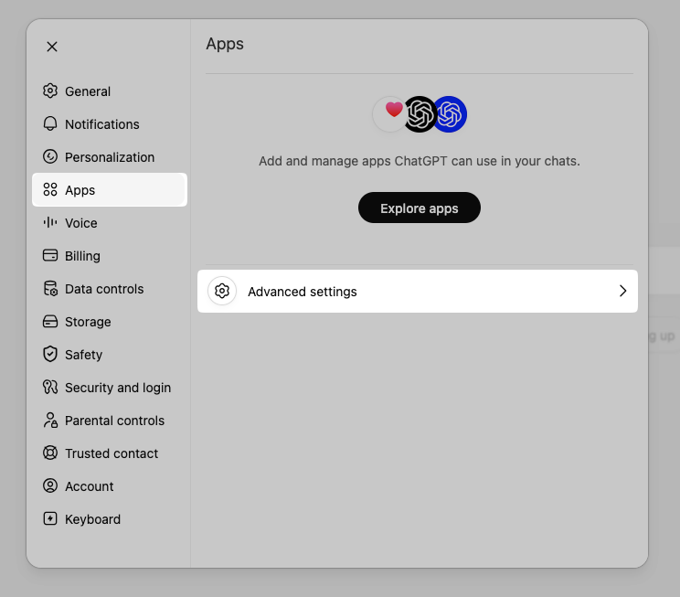 Image of ChatGPT App Settings 