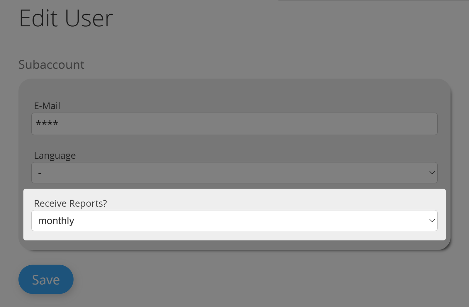 Account Reports Options