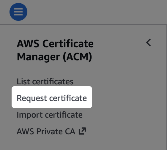 Click on the button Request a certificate.