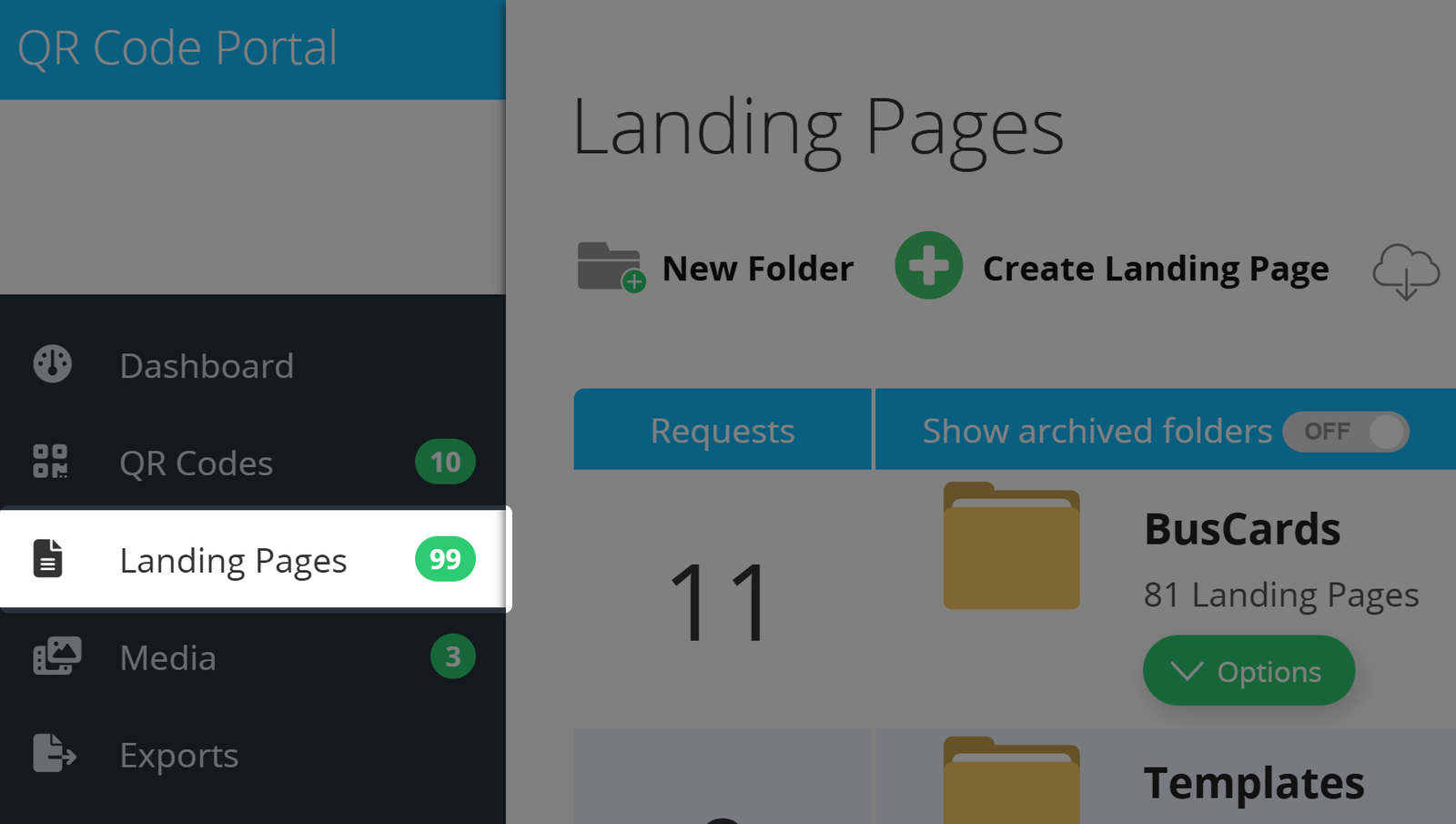 Sezione Pagine di destinazione.