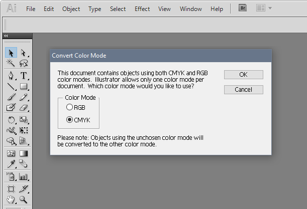 Adobe Illustrator > Color mode selector