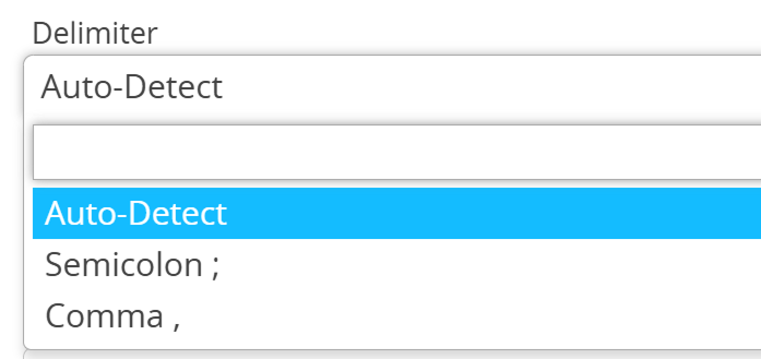 Zrzut ekranu listy rozwijanej "Ogranicznik" podczas importowania kodów QR 