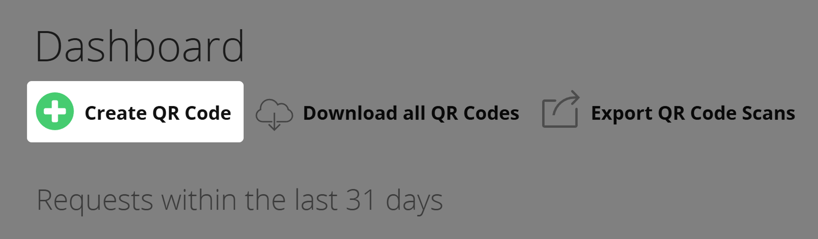 Schermata del pulsante "Crea codice QR" nella Dashboard utente 