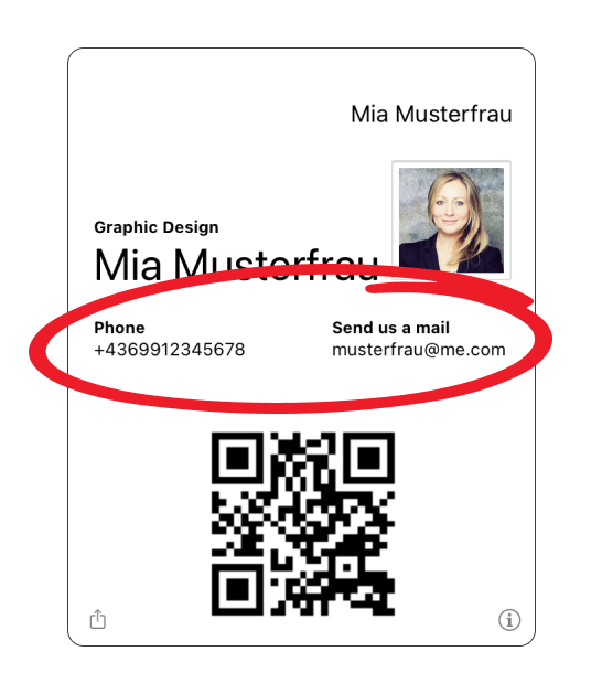 Datos de contacto del Apple Wallet Pass