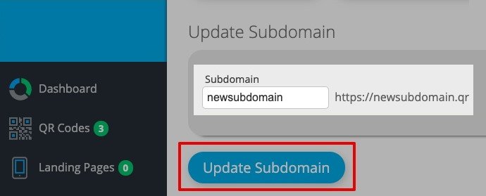Account settings - update subdomain