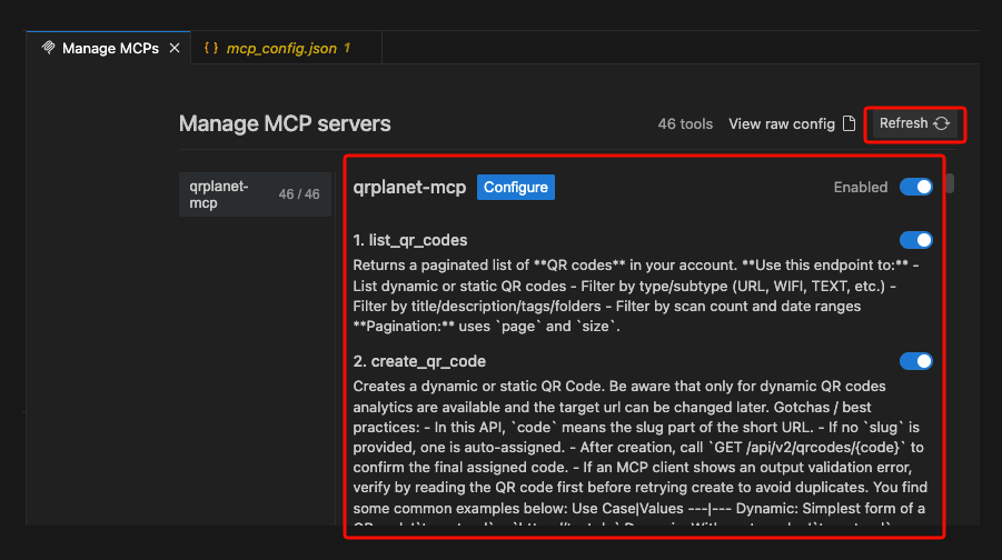 Refresh your MCP servers 