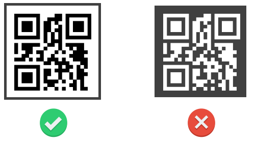Zwei QR Codes, links schwarz auf weißem Hintergrund, rechts invertiert