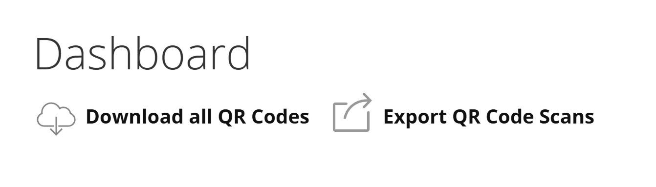 Schermata dei pulsanti nascosti "Crea codice QR" e "Crea pagina di destinazione" nella dashboard utente 