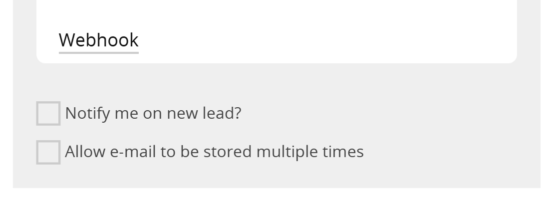 Webhooks, Lead-Notification e Permitir e-mail várias vezes