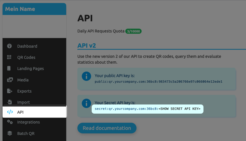 Click on the menu API settings and in the area API v2 click on <SHOW SECRET API KEY> and copy the Secret API key