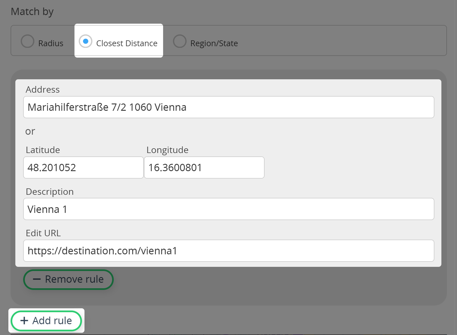 Código QR Geo-Fencing baseado numa regra de distância mais próxima.