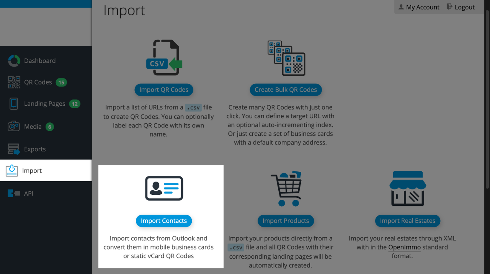 Import businesscards