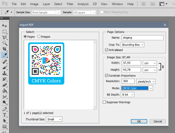 Adobe Photoshop > Import file