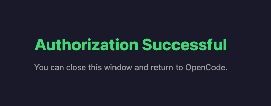Success Message from OpenCode