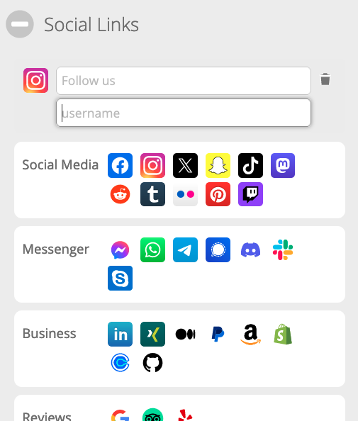 Choose as many social networks as you want