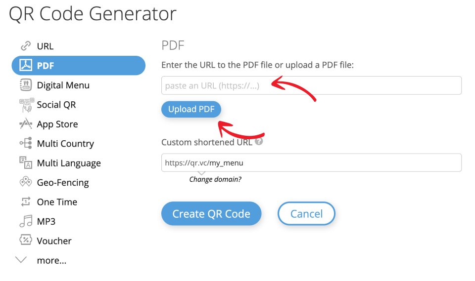 Creación de un código QR PDF