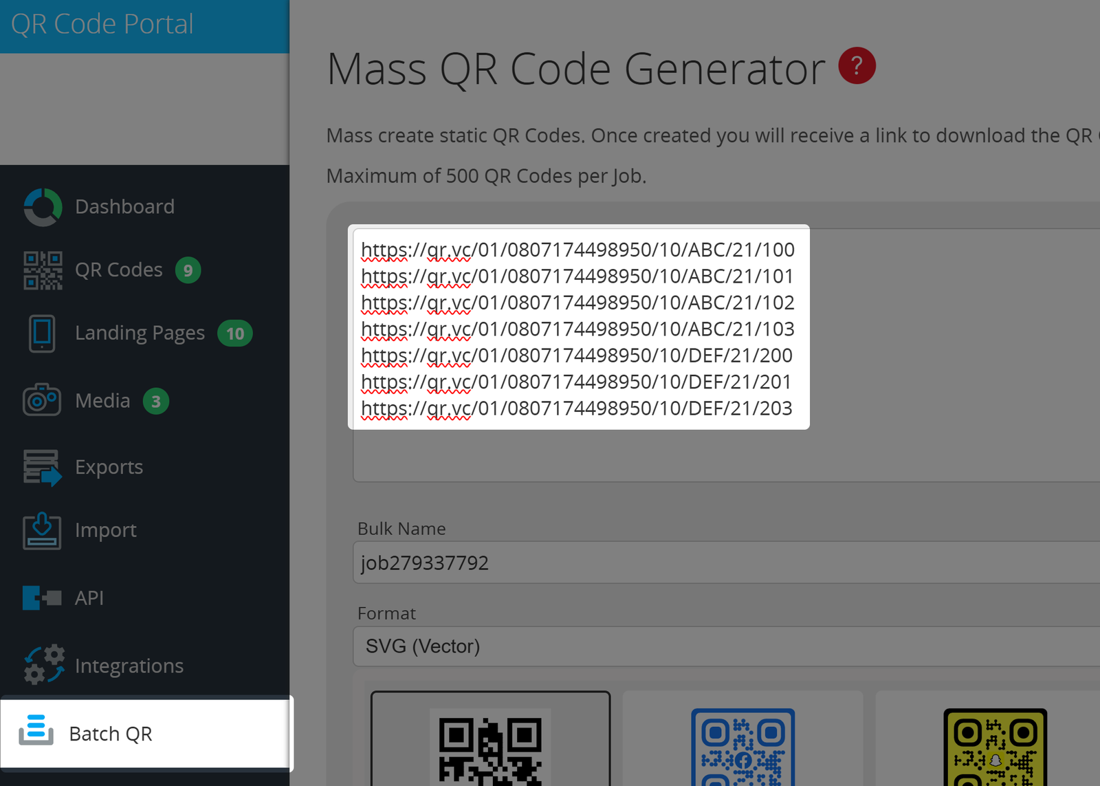 Mass QR Code Generator for static QR Codes.